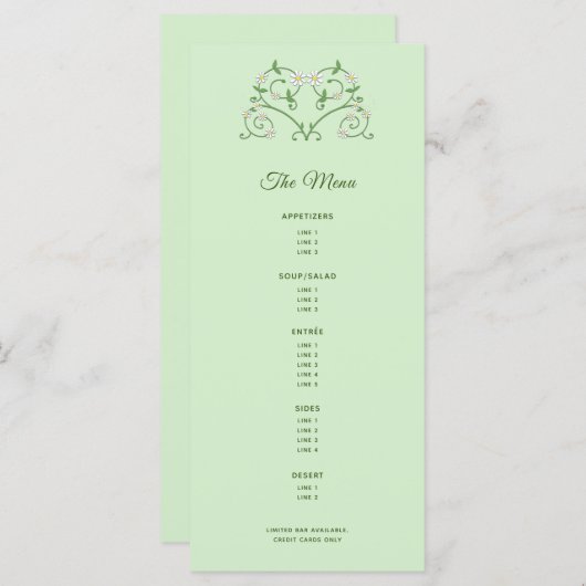 Het Hart van de wijn op het Munt Menu van de multi (Voorkant / Achterkant)