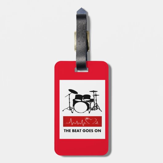 Het hart van een drummer bagagelabel (Achterkant verticaal)