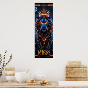 Het hart van een King Poster - Glowing Cyber Lion