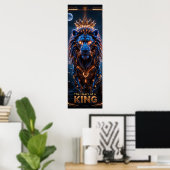 Het hart van een King Poster - Glowing Cyber Lion (Thuiskantoor)