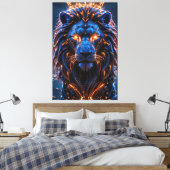 Het hart van een King Poster - Glowing Cyber Lion Canvas Afdruk (Insitu (Slaapkamer))