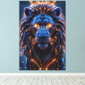 Het hart van een King Poster - Glowing Cyber Lion Canvas Afdruk (Insitu (Houten vloer))
