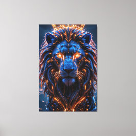 Het hart van een King Poster - Glowing Cyber Lion Canvas Afdruk