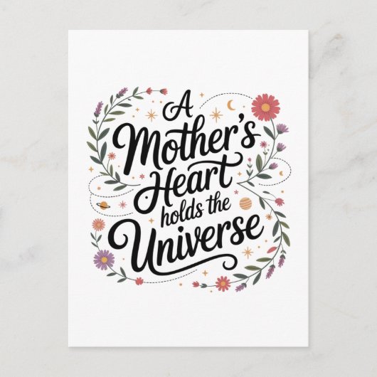Het hart van een moeder omvat het universum briefkaart (Voorkant)