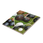 Het hart van gazon kommen: een  fotocollage tegeltje (Zijkant)