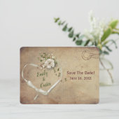 Het Hart van het Bindlint van het huwelijk sparen Save The Date (Staand voorkant)