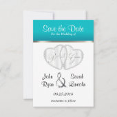 Het Hart van het huwelijk in Turquoise - sparen de Save The Date (Voorkant)