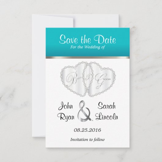 Het Hart van het huwelijk in Turquoise - sparen de Save The Date (Voorkant)