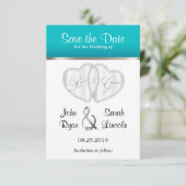 Het Hart van het huwelijk in Turquoise - sparen de Save The Date (Staand voorkant)