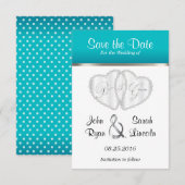Het Hart van het huwelijk in Turquoise - sparen de Save The Date (Voorkant / Achterkant)