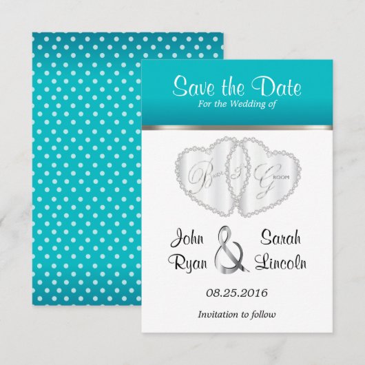 Het Hart van het huwelijk in Turquoise - sparen de Save The Date (Voorkant / Achterkant)