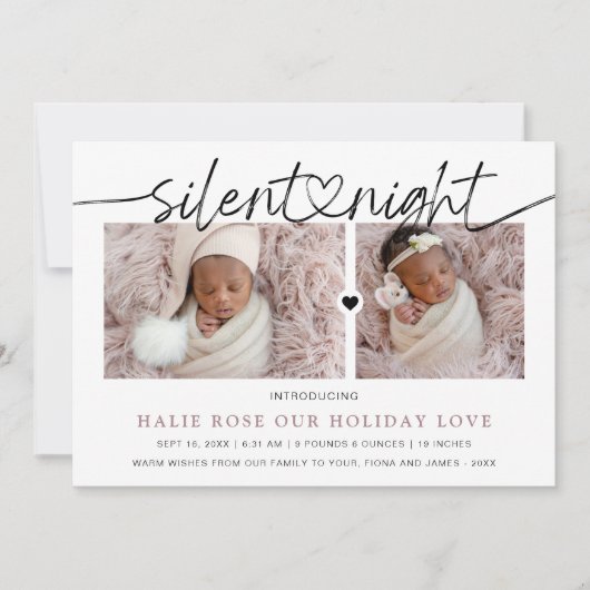 Het Hart van het manuscript verbonden Silent Night Feestdagenkaart (Voorkant)