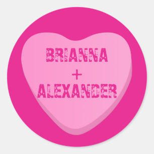 Het Hart van het snoep met de Tekst-Roze Hart van  Ronde Sticker