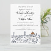 Het hart van Jeruzalem Joodse huwelijksuitnodiging Kaart (Staand voorkant)