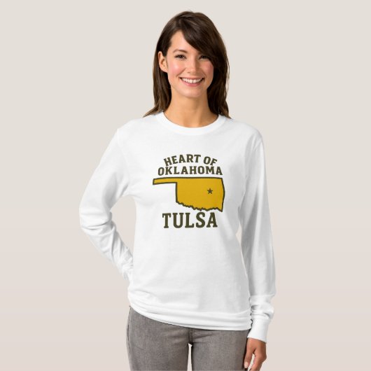 Het hart van Oklahoma | Tulsa State Map Design T-shirt (Voorkant volledig)