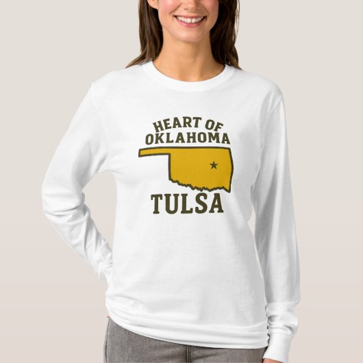 Het hart van Oklahoma | Tulsa State Map Design T-shirt (Voorkant)