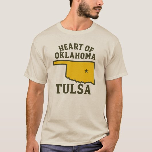 Het hart van Oklahoma | Tulsa State Map Design T-shirt (Voorkant)