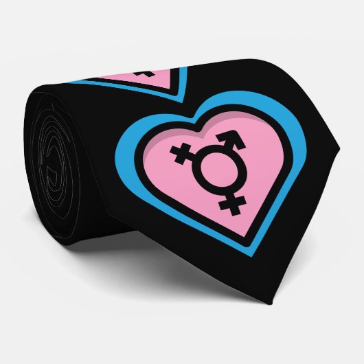 Het hart van Trans Pride Necktie Stropdas (Opgerold)