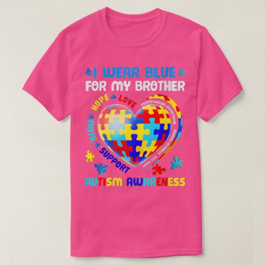 Het hart van vrouwen Draag blauw voor mijn broeder T-shirt (Design voorkant)