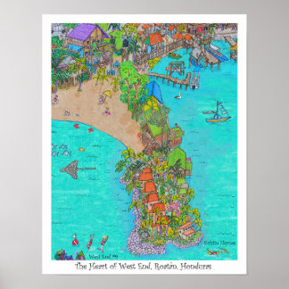 Het hart van West End #9, Roatan, Honduras Poster