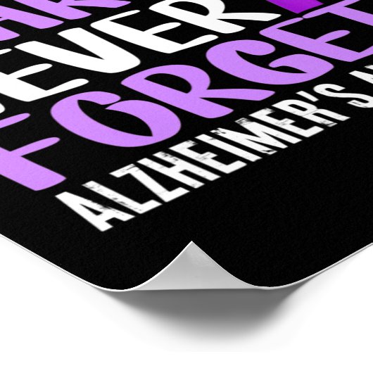 Het hart vergeet nooit het bewustzijn van Alzheime Poster (Hoek)