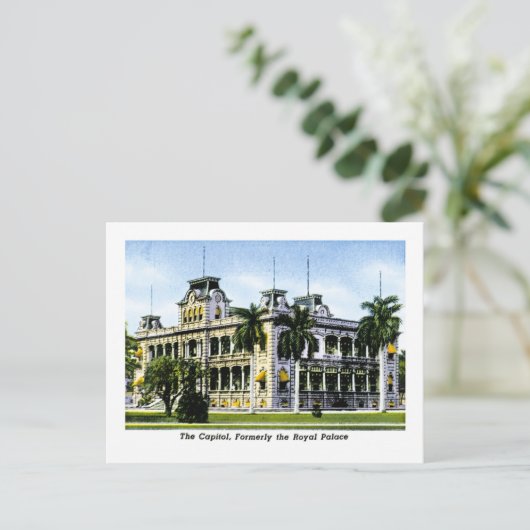 Het Hawaiin Capitol, vroeger het Royal Palace Briefkaart (Staand voorkant)