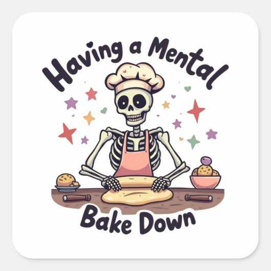 Het hebben van een Mental Bake Down Stressed, Bles Vierkante Sticker (Voorkant)