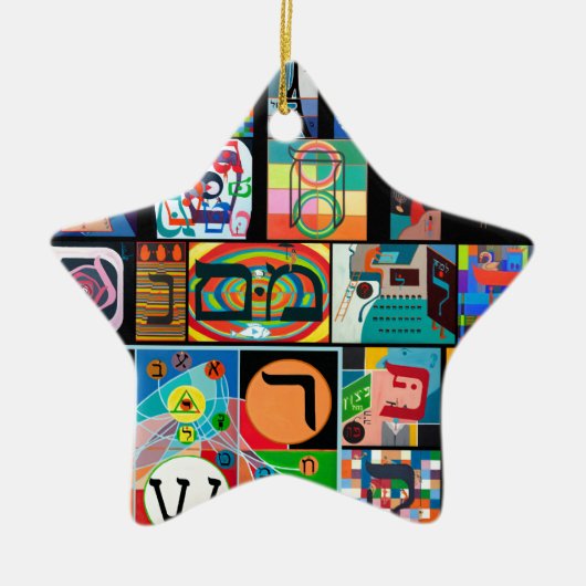 Het Hebreeuwse alfabet - alefbet Keramisch Ornament (Voorkant)