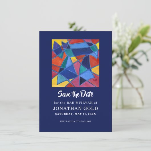 Het Hebreeuwse woord "Chai" - Leven Save The Date (Staand voorkant)