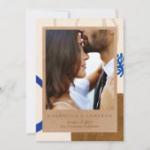 Het hedendaagse Abstracte Blauwe Tan Foto Weddensc Save The Date (Voorkant)