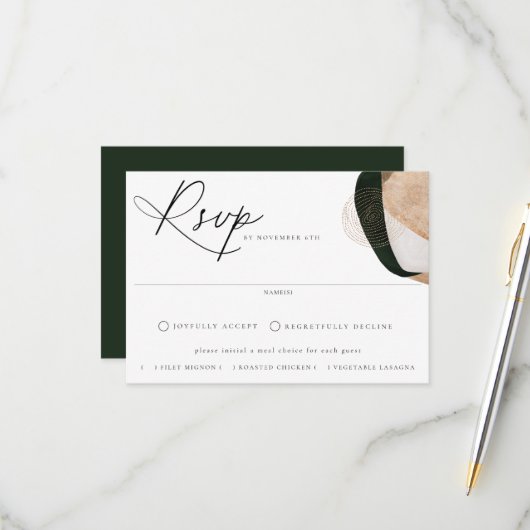 Het hedendaagse Abstracte Maalkeuzeweddenschap RSVP Kaartje (Voorkant / Achterkant in situ)