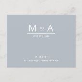 Het hedendaagse Blauwe Monogram sparen de Datum Briefkaart (Voorkant)