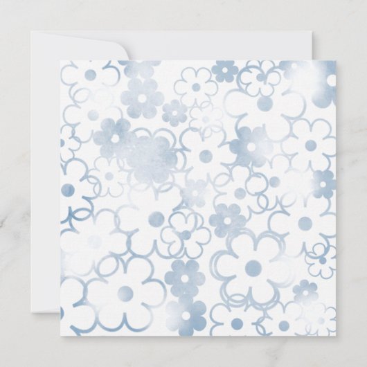 Het hedendaagse blauwflorendesign bruiloft kaart (Achterkant)