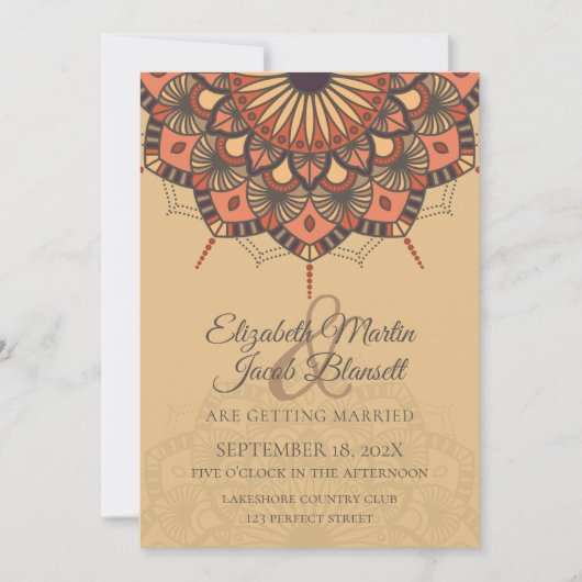 Het hedendaagse bruine strand Mandala Wedding Kaart (Voorkant)