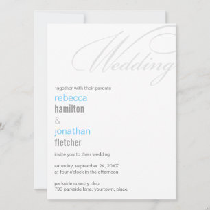 Het hedendaagse Calligrafische Cyaan Accented Wedd Kaart