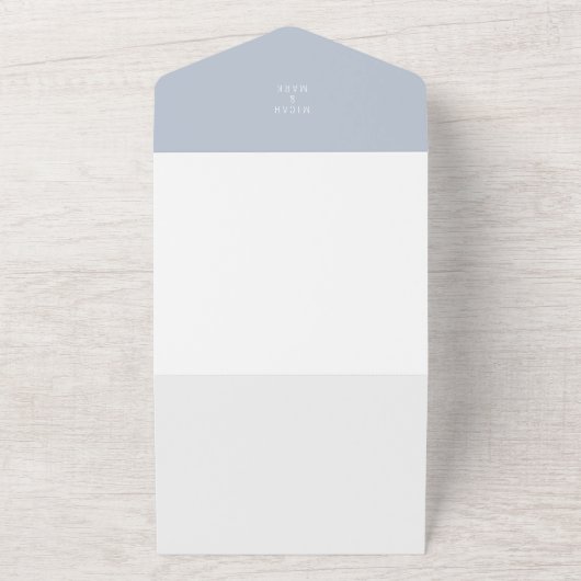 Het hedendaagse Eenvoudige Stusty Blue Weddenschap All In One Uitnodiging (Buitenkant)