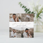 Het hedendaagse gouden script voor multi-fototypog save the date (Staand voorkant)