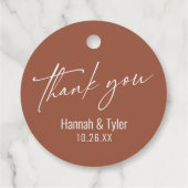 Het hedendaagse Handschrift Dank u Terracotta Bedankjes Labels (Achterkant)