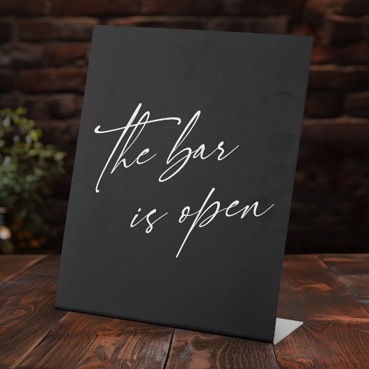 Het hedendaagse handschrift De balk is open zwart Reclamebord Met Voetstuk