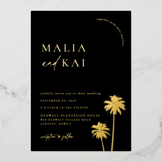 Het hedendaagse Kaastal bruiloft Folie Uitnodiging (Voorkant)