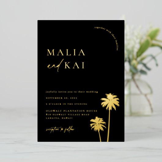 Het hedendaagse Kaastal bruiloft Folie Uitnodiging (Staand Voorkant)