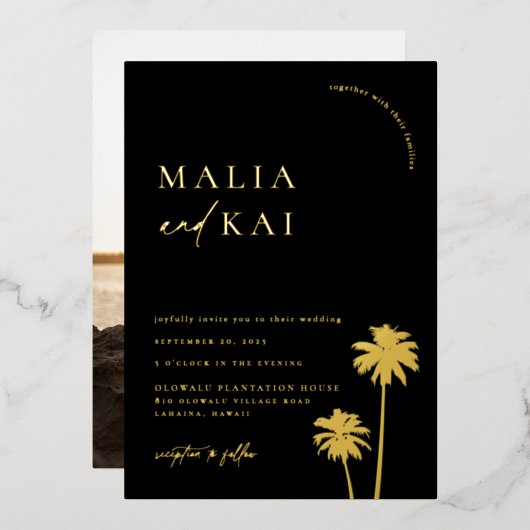 Het hedendaagse Kaastal bruiloft Folie Uitnodiging (Voorkant / Achterkant)