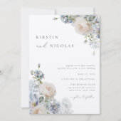 Het hedendaagse Kathodewerk Blue Garden Floral Wed Kaart (Voorkant)