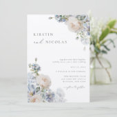 Het hedendaagse Kathodewerk Blue Garden Floral Wed Kaart (Staand voorkant)