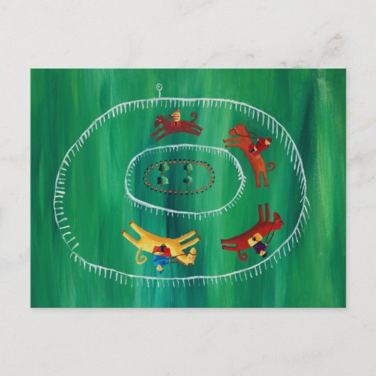 Het hedendaagse kunst van het paardenras Acrylverf Briefkaart (Voorkant)