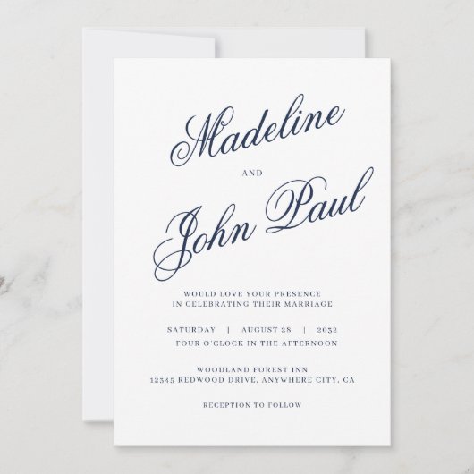 Het hedendaagse marineverbinden met blauwe kalligr kaart (Voorkant)