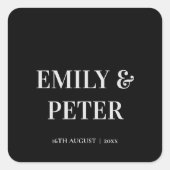 Het hedendaagse, minimalistische zwarte witte huwe vierkante sticker (Voorkant)