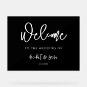 Het hedendaagse moderne zwarte bruiloft-welkomstbo acryl bord (Voorkant)