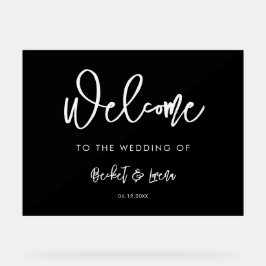 Het hedendaagse moderne zwarte bruiloft-welkomstbo acryl bord