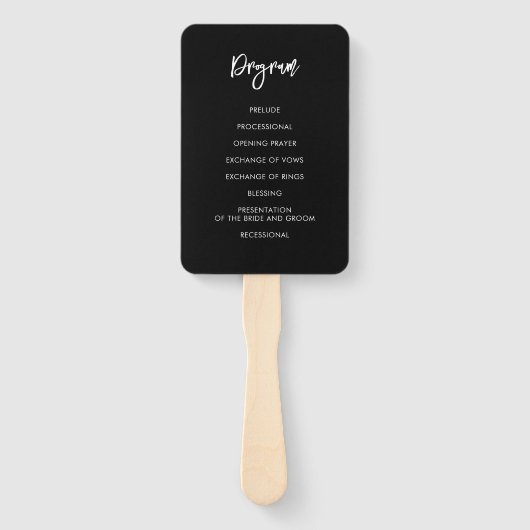 Het hedendaagse moderne zwarte trouwprogramma handwaaier (Achterkant)